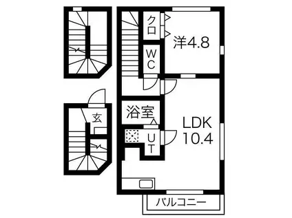 ドルフィンII(1LDK/3階)の間取り写真