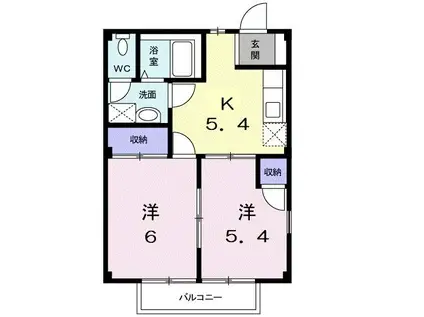 ベルクノアB(2K/2階)の間取り写真