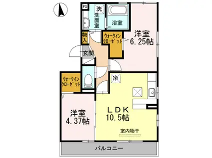 フローレンB(2LDK/2階)の間取り写真