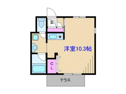 サンパーク(ワンルーム/1階)の間取り写真