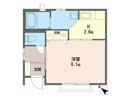 ソディア.ウエストII(1K/1階)の間取り写真