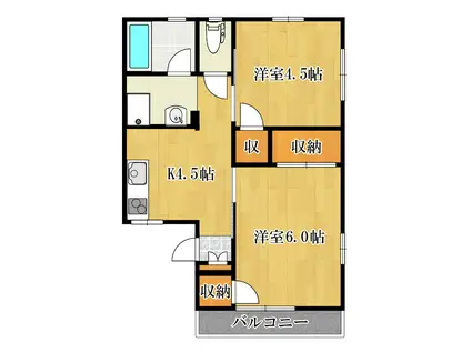 シティハイムFUJINO(2K/2階)の間取り写真