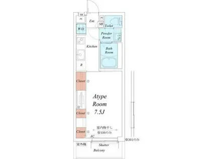 リブリ・相模大野III(1K/2階)の間取り写真