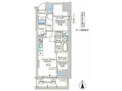 PARKAXIS浅草田原町ガーデン(2LDK/7階)の間取り写真