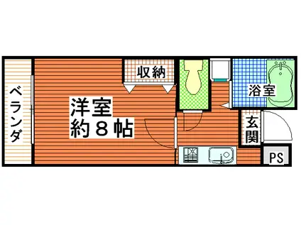 カサベルデ弥生(1K/1階)の間取り写真