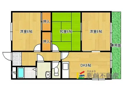 アドバンストラスト26B棟(3DK/1階)の間取り写真