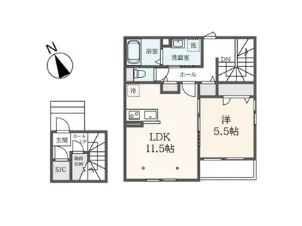 アーバンハイムフク(1LDK/1階)の間取り写真