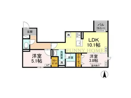 セレスティア上北沢(2LDK/3階)の間取り写真