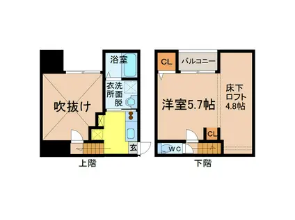 バウ・コーポ栄生(1K/1階)の間取り写真