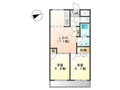 ハイムエスポワール・F(2LDK/1階)の間取り写真