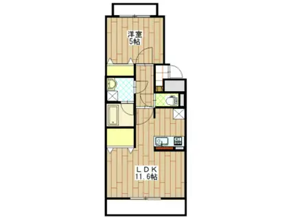 ドミール江西プレミアム 101(1LDK/1階)の間取り写真