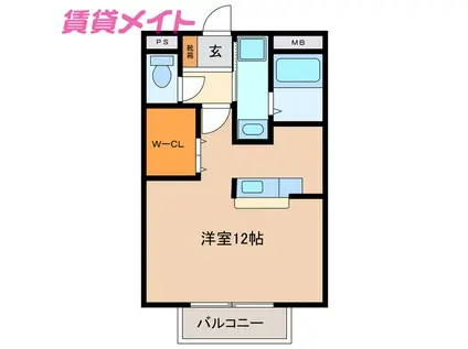 グランシャリオ(ワンルーム/2階)の間取り写真