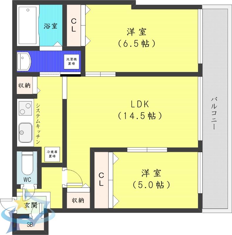 ピノグローブ伏見(2LDK/4階)の間取り写真