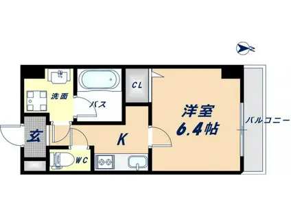 ラ・ハイ―ル北巽(1K/4階)の間取り写真