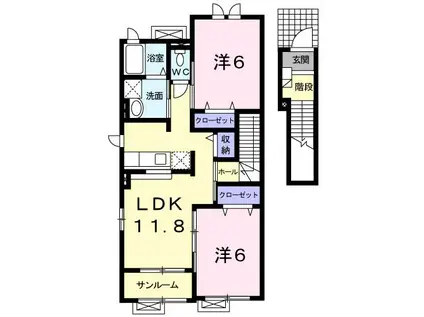 プロムナ-ドY(2LDK/2階)の間取り写真