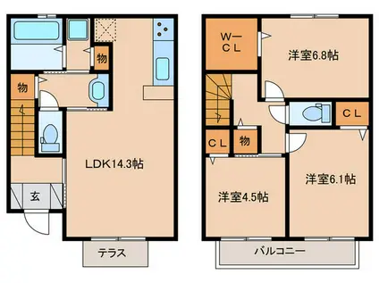 西鉄天神大牟田線 井尻駅 徒歩25分 2階建 築12年(3LDK/1階)の間取り写真