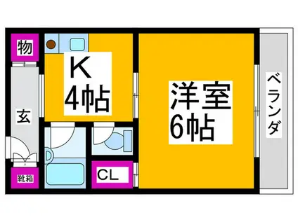 ボイスデムドン(1K/1階)の間取り写真