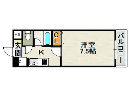 カーサフェリス(1K/2階)の間取り写真