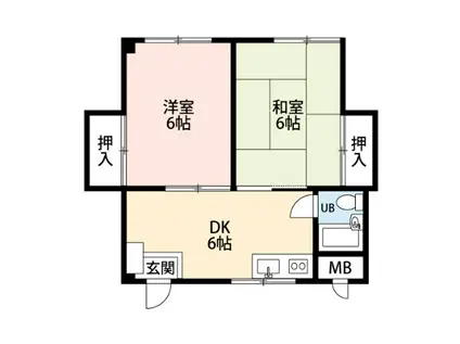 村瀬マンション(2DK/4階)の間取り写真