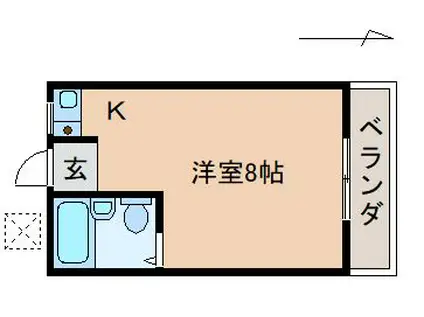 ルピナスかつらぎA(ワンルーム/1階)の間取り写真
