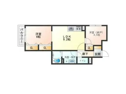 HEALING GRACE A棟(2LDK/2階)の間取り写真