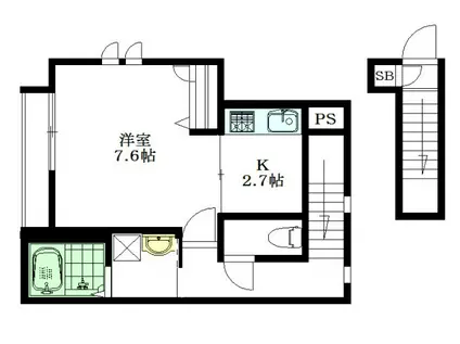 カルディエリ高円寺(1K/2階)の間取り写真