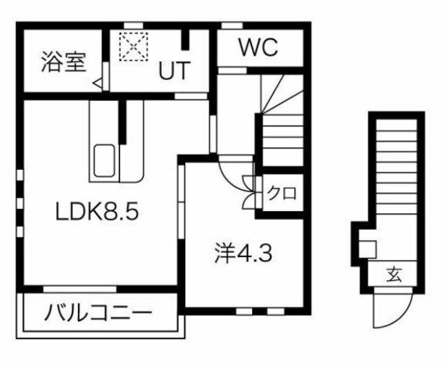 クローバー(1LDK/2階)の間取り写真