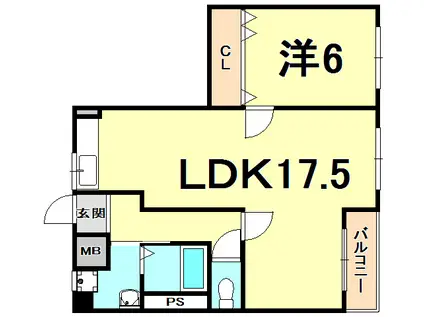 兵住グランドコート市役所前(1LDK/4階)の間取り写真