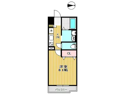 バリューII(1K/1階)の間取り写真