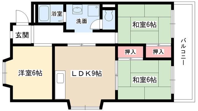 アーバン牧ノ原(3LDK/2階)の間取り写真