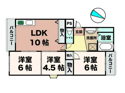 メゾン大津和(3LDK/1階)の間取り写真
