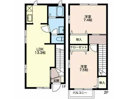DAKOTA HOUSE(2LDK/1階)の間取り写真