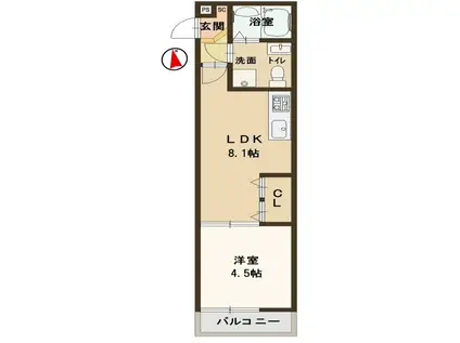 MAISON DE GLYCINE(1LDK/2階)の間取り写真