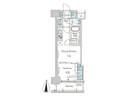 パークアクシス錦糸町ウエスト パークアクシス錦糸町ウエスト(1DK/4階)の間取り写真