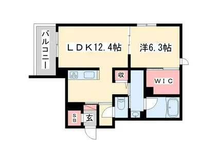 シャーメゾン・A-COOL(1LDK/1階)の間取り写真