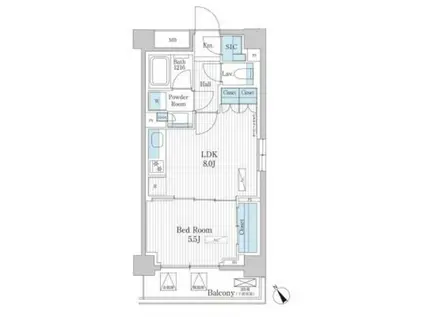 パークアクシス門前仲町テラス(1LDK/7階)の間取り写真