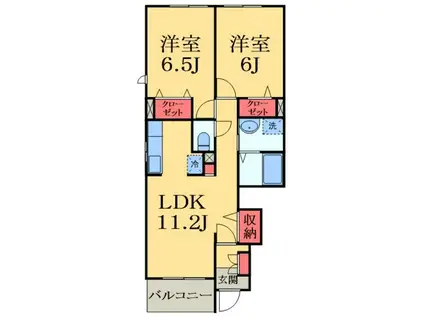 フィオーレI(2LDK/1階)の間取り写真