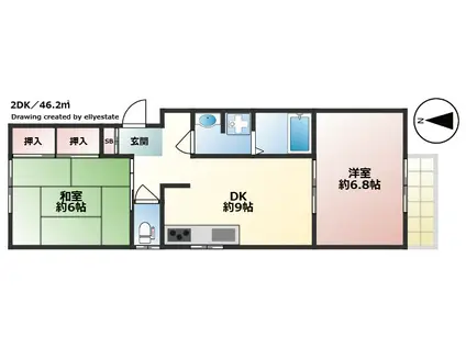 小谷ハイツ(2DK/2階)の間取り写真