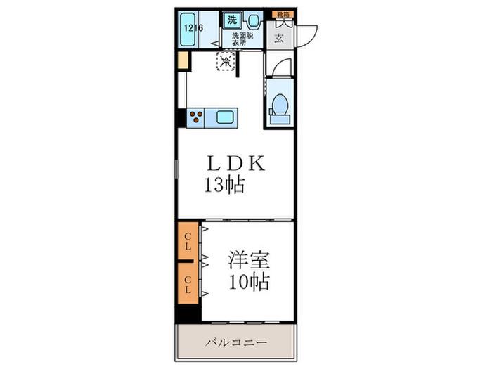 メディナ西院(1LDK/2階)の間取り写真