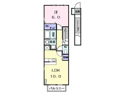 ウルバノ(1LDK/2階)の間取り写真