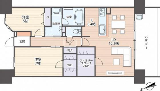 BELLES西原(2LDK/15階)の間取り写真