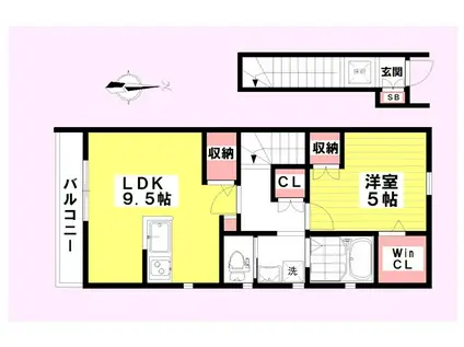 インフィールド桃丘(1LDK/2階)の間取り写真