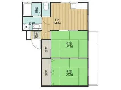 メゾン・ド・リブレッテ(2DK/1階)の間取り写真