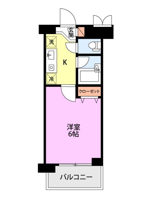 ワンノールK2(1K/4階)の間取り写真