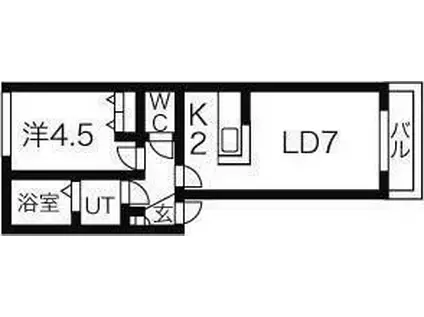 桑園ダルク(1LDK/2階)の間取り写真