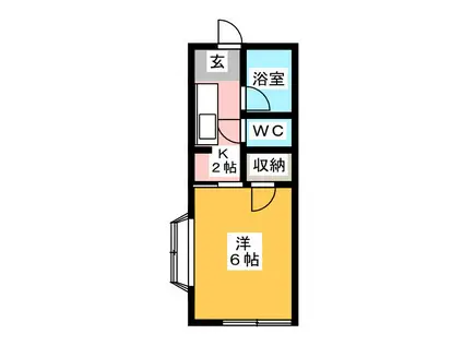 カレッジU(1K/2階)の間取り写真