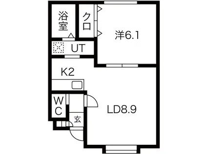 エクシード南15条(1LDK/2階)の間取り写真