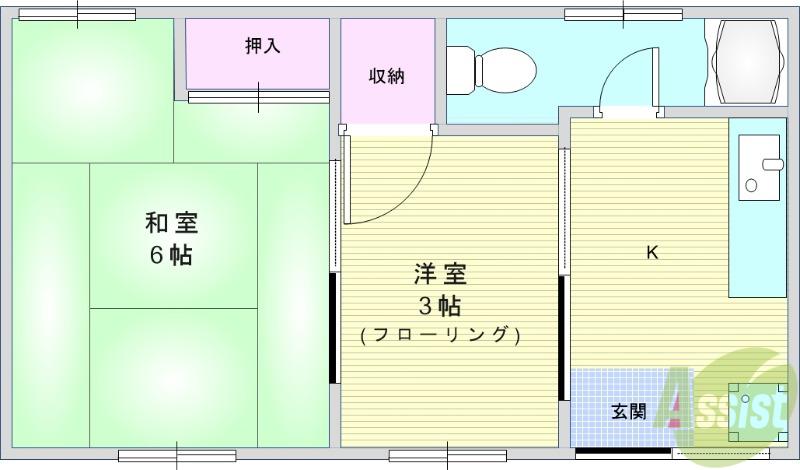 和美荘2棟(2K/2階)の間取り写真