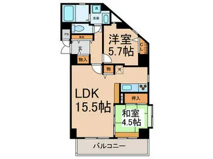 グランデ和(2LDK/4階)の間取り写真