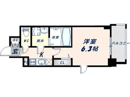 エスリード大阪CENTRAL AVENUE(1K/11階)の間取り写真